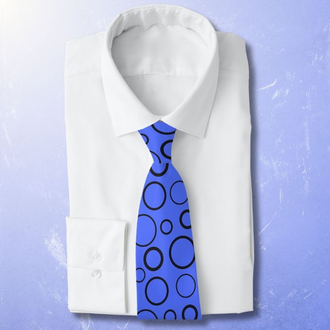 Blasen und Ringe, schwarze Kreise auf Blau Krawatte (Von Creator hochgeladen)