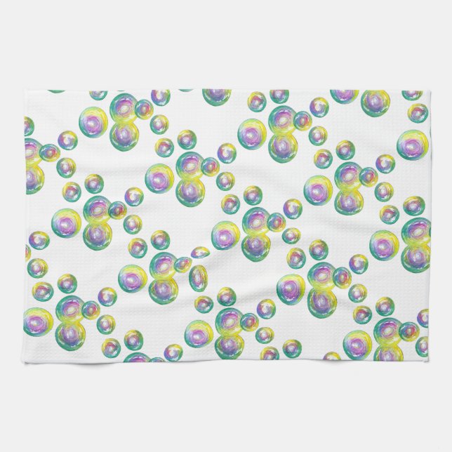 Blasen von Iridescent Rainbow Soap Bubbles Geschirrtuch (Horizontal)