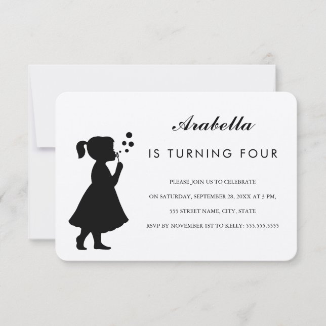 Blasenblasen für Mädchen| Einladung zur Geburtstag (Vorderseite)