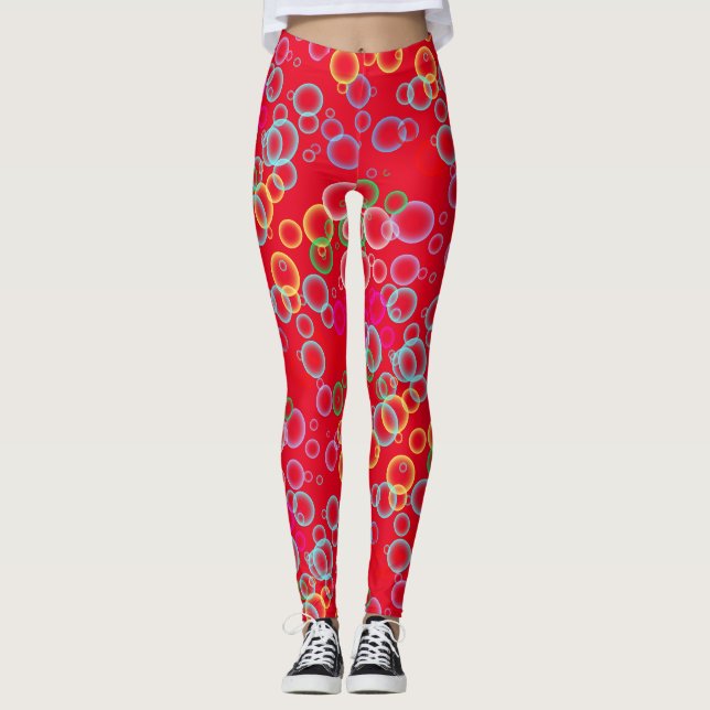 Blasenmuster 02.b Rotes BG Leggings (Vorderseite)
