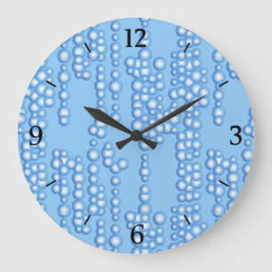 Blasenstrom, hellblaue Farbtöne Große Wanduhr