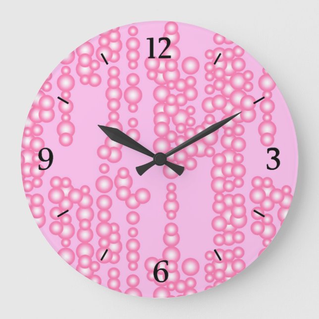 Blasenstrom, pastellrosa große wanduhr (Vorderseite)