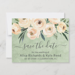 Bläserbeige Blush Gold Save the Date grün Ankündigung