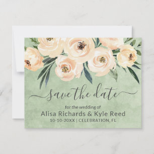 Bläserbeige Blush Gold Save the Date grün Ankündigung