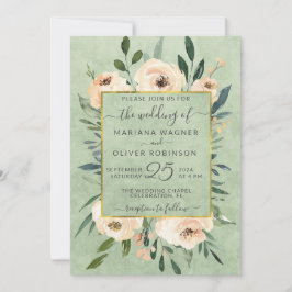 Bläserbeige Blush Rose Gold Sage Green Wedding Einladung