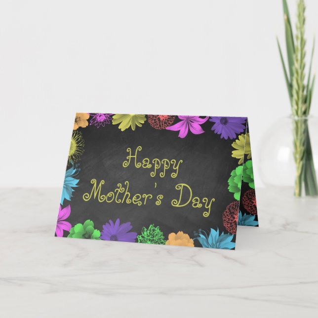 Bläserbläschen auf Chalkboard Happy Mother Day Karte (Vorderseite)