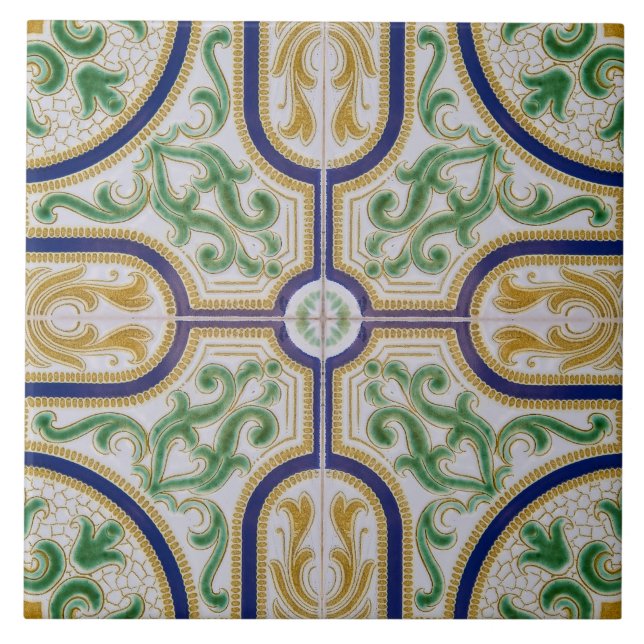 Bläserblau gelb Moderne Azulejos Tile Fliese (Vorderseite)
