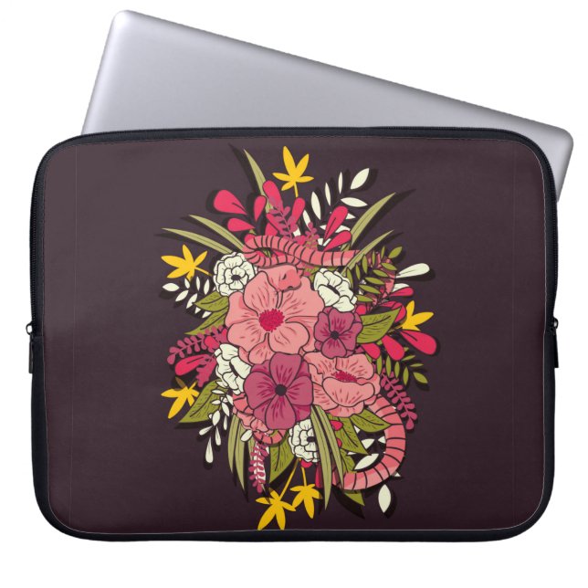 Bläserbotanische Handgezeichnete Vintage Keule Laptopschutzhülle (Vorderseite)