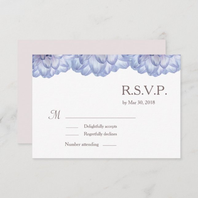 Bläserfarbene Blütenblätter Hochzeit RSVP Einladung (Vorne/Hinten)