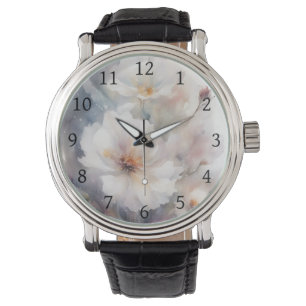 Bläserfarbene digitale Blume Lila Orange 1 Armbanduhr