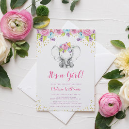 Bläserfarbene Elefantendusche Einladungen