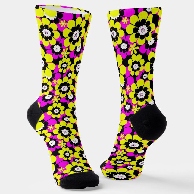 Bläserglänzende Neonmuster-Verkrüstung und gelber  Socken (Gewinkelt)