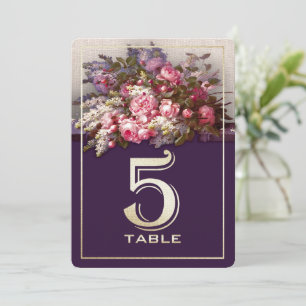 Bläsermalerei Plum Gold Party Tischnummer Card