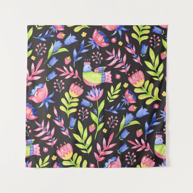 Bläsernahes Muster. Frühlingsblumen und Wandteppich (Vorderseite)