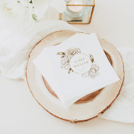 Bläsernbäume Weißgoldene Monogramm Hochzeit Serviette