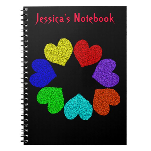 Bläsernbogen-Liebe-Hearts Anpassbare Notebooks Notizblock (Vorderseite)