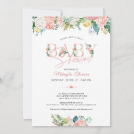 Bläserndusche Rose Gold Pink Blush Typografie Einladung