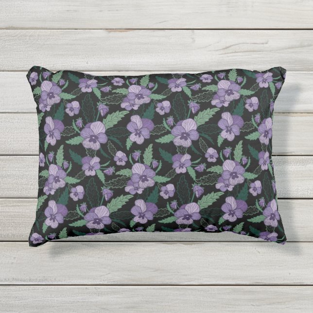 Bläserne Blätter mit dunklem Hintergrund Kissen Für Draußen (Vorderseite)