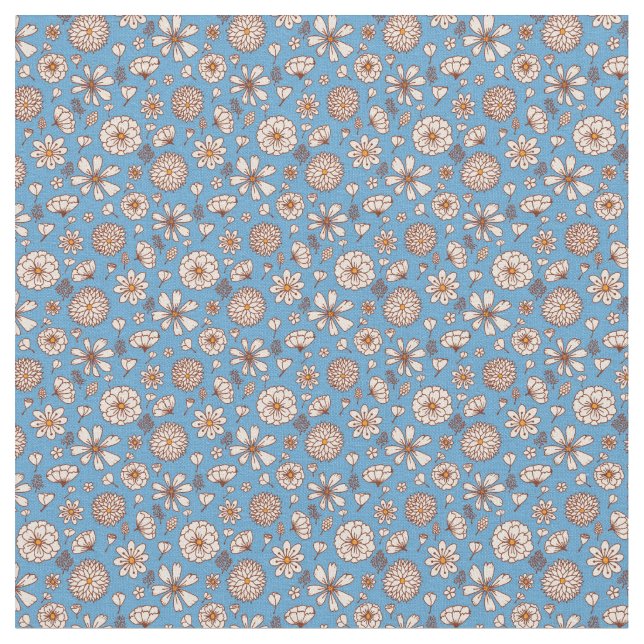 Bläserne Blume Muster blauer Hintergrund Stoff (Nahaufnahme)