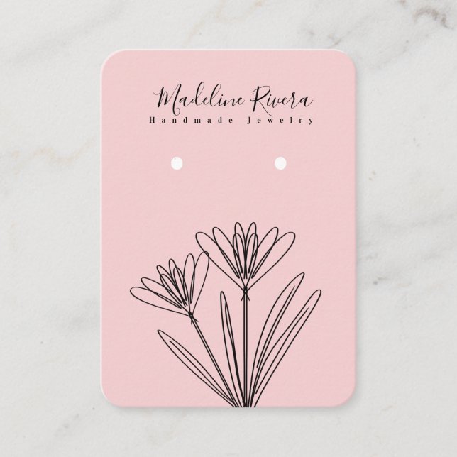 Bläserne Blume Rosa, handgefertigte Ohrensichtkart Telefonnummerkarte (Vorderseite)