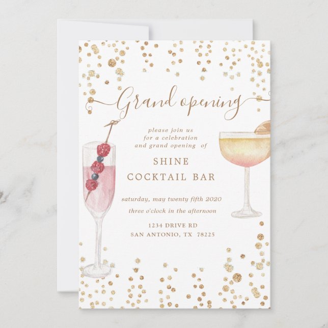 bläserne Cocktails glänzen große Öffnung Einladung (Vorderseite)