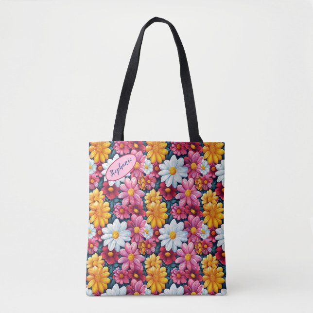 Bläserne Daisy Print Custom Totbeutel (Vorderseite)