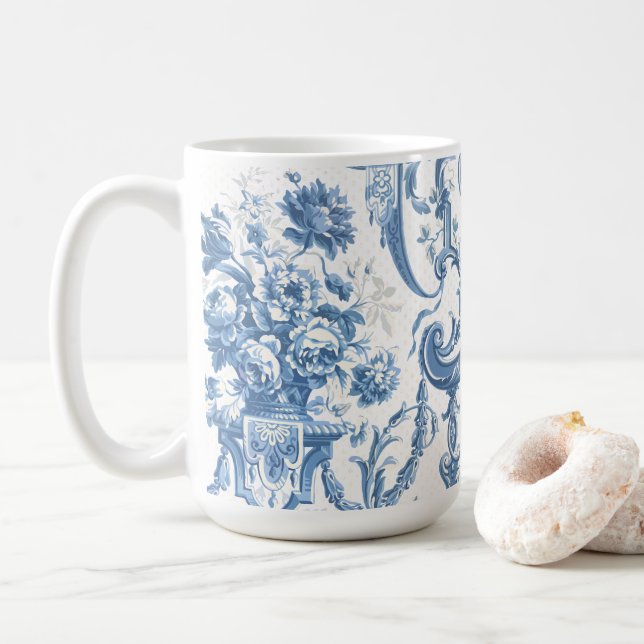 Bläserne Elegante Englische Hütte Blaues Land Kaffeetasse (Mit Donut)