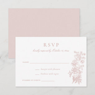 Bläserne Elegante Vintag Blush Pink Wedding RSVP Einladung