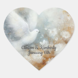 Bläserne Hochzeitsdove - individuell anpassbare He Herz-Aufkleber