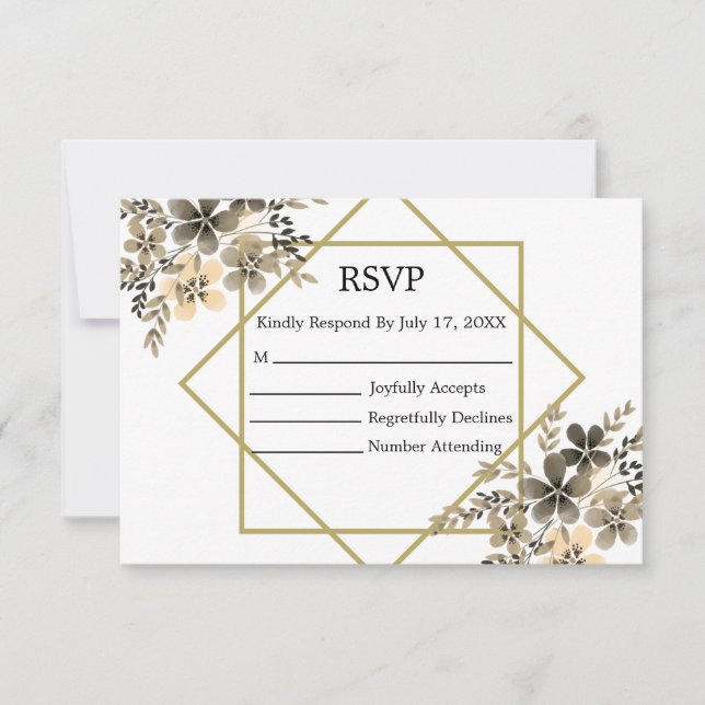Bläserne Hochzeitskarte für Goldrahmen RSVP Karte (Vorderseite)