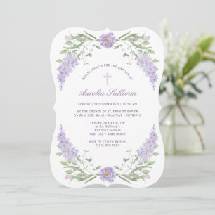 Bläserne Lilac Rahmen Taufe Einladung