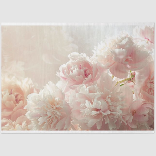 Bläserne Vintage Peoniten im Blütenrückgang Seidenpapier (Vorderseite)