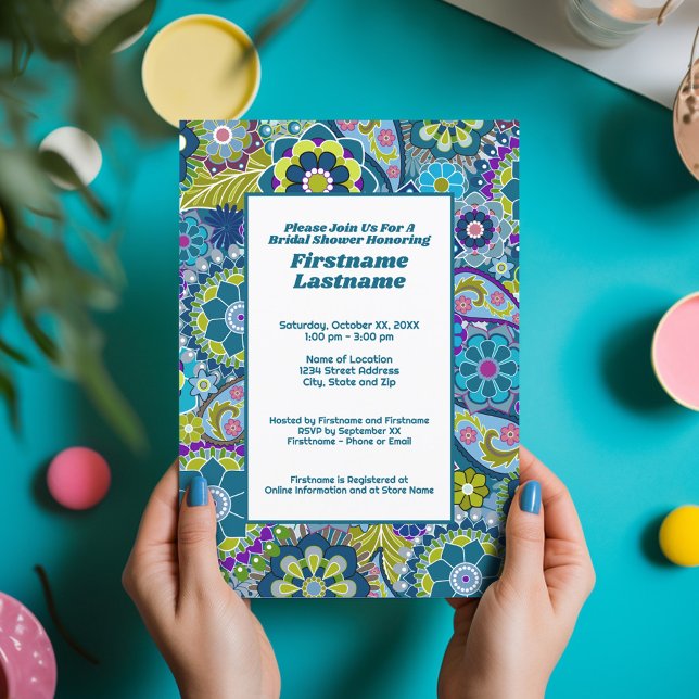 Bläserner Brautparty oder Bewerbungspartei Einladung (Funky Floral Bridal Shower Invitation)