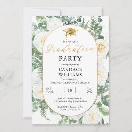 Bläserner Goldrahmen-Graduierungsparty für Weißros Einladung