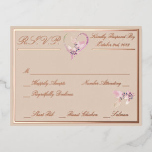 Bläserner Herbstblush Hochzeit RSVP Rose Gold Folie Einladungspostkarte