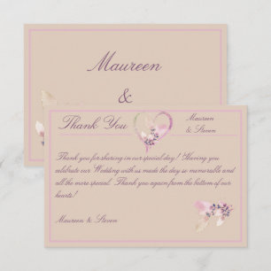 Bläserner Herbstrot, Mauve und rosa Hochzeit Dankeskarte