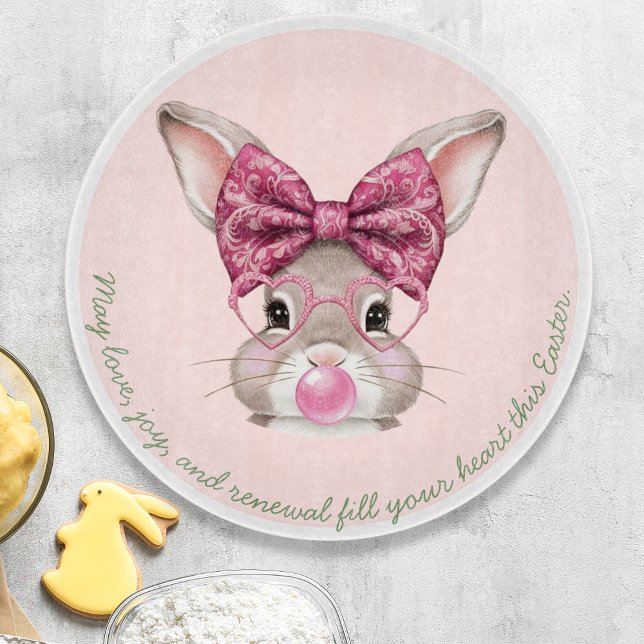 Bläserner Osterglasschneider Schneidebrett (Floral Easter Bunny Glass Cutting Board)