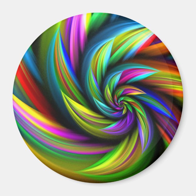 Bläserner Regenbogen Spirale Blume Magnet (Vorne)