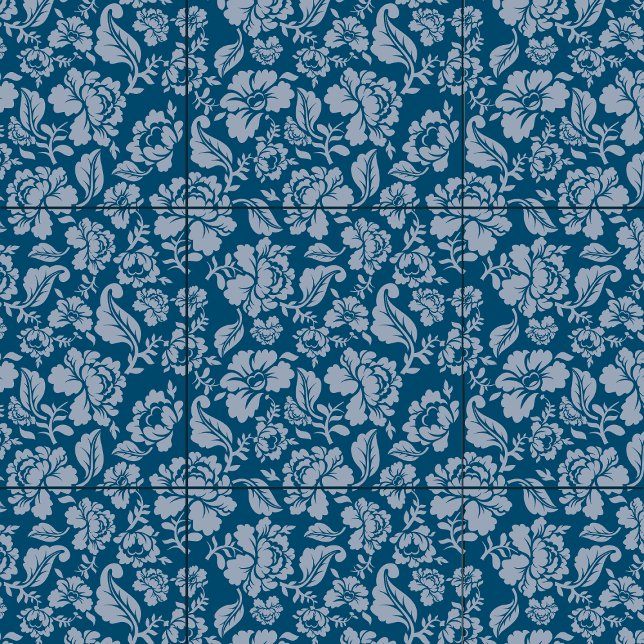 Bläsernes botanisches Muster Blau Weiße Zuhause le Fliese (Floral Botanical Pattern Blue White Home Living Ceramic Tile)