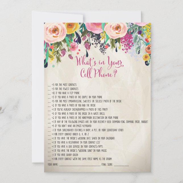 Bläsernes Brautparty Was ist in Ihrem Handy? (Vorderseite)