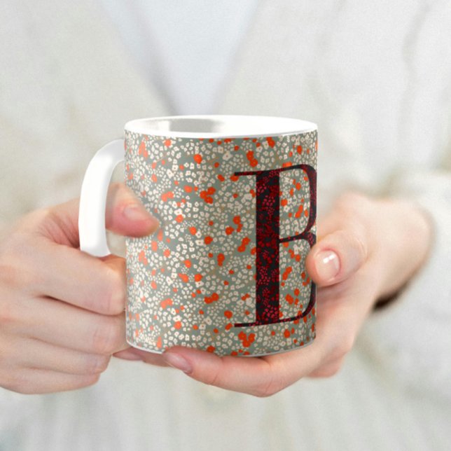 Bläsernes Elegantes Monogramm B grün mit einer Phr Kaffeetasse (Von Creator hochgeladen)