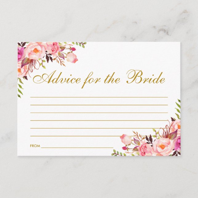 Bläserrosa Blush Gold Brautparty Admin Card Hinweiskarte (Vorderseite)