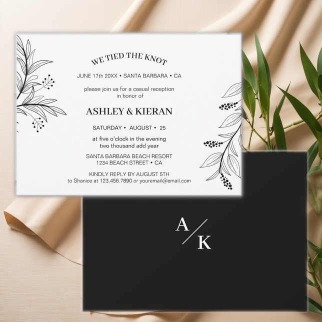 Bläserschwarz und Weiß Wir tippten den Knoten-Empf Einladung (Von Creator hochgeladen)