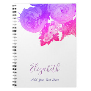 Bläservorlage Elegante Aquarellfarben-Blume Rose Notizblock