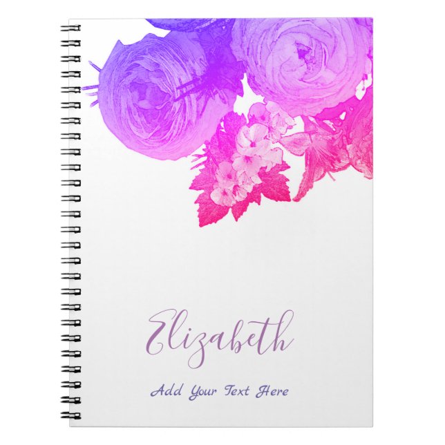 Bläservorlage Elegante Aquarellfarben-Blume Rose Notizblock (Vorderseite)