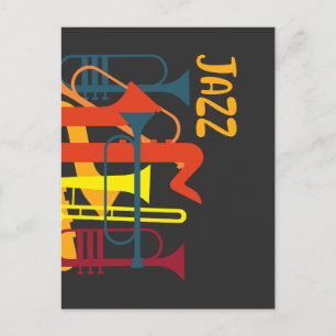 Blasinstrument-Jazz-Musiker-Trompeten-Musikliebhab Postkarte