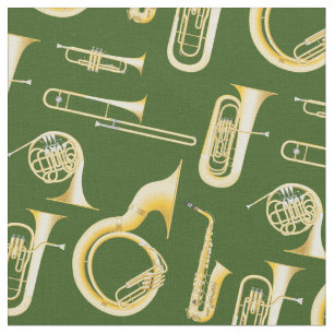 Blasinstrumente Band Musiker Dekoration Grün Stoff