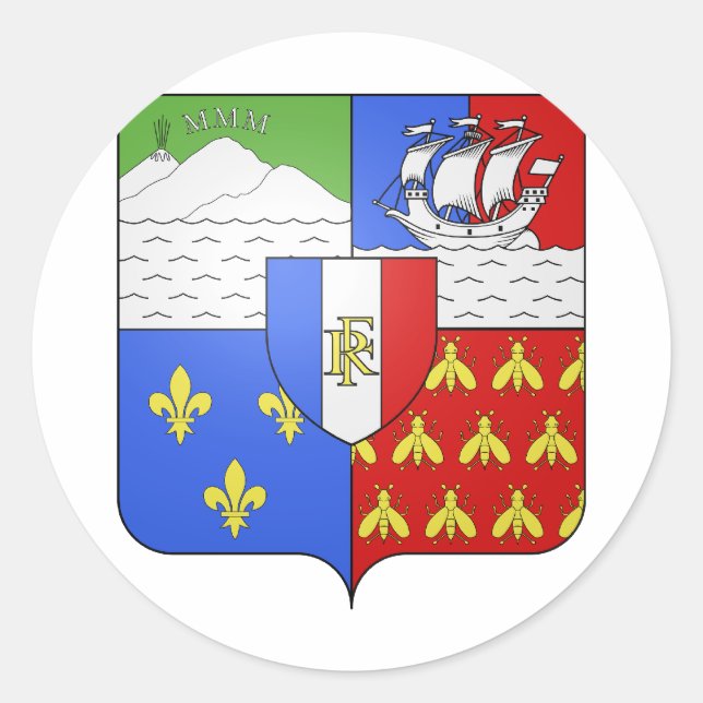 Blason-Réunion-Wappen Runder Aufkleber (Vorderseite)