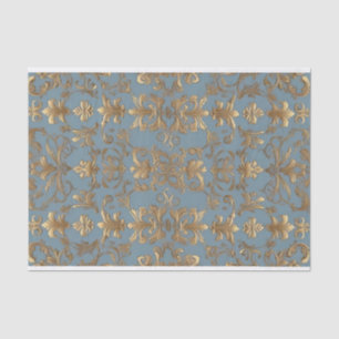 Blass Blau und Gold Damask Dekoupage Tissue Paper Seidenpapier