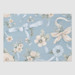 Blass Blau und Weiß Blumen und Bögen Seidenpapier